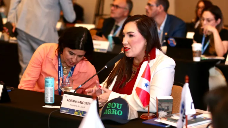 Adriana Falconeri durante a abertura do 15º Encontro de Líderes do Sistema Confea/Crea e Mútua, em Brasília.