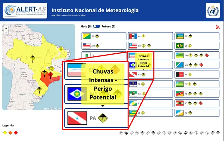 Inmet emite alerta de chuvas intensas para o Pará e outras regiões