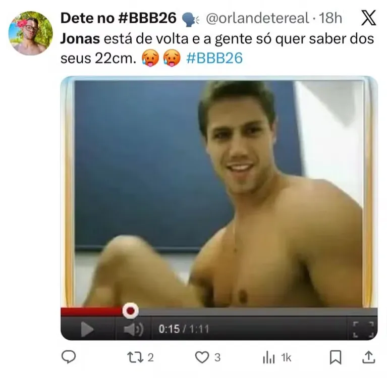 BBB 26: vídeo íntimo de Jonas Sulzbach volta a ser assunto