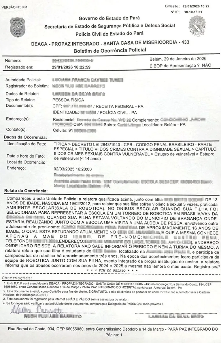 Mãe denúncia abuso sexual dentro de famosa escola particular de Belém