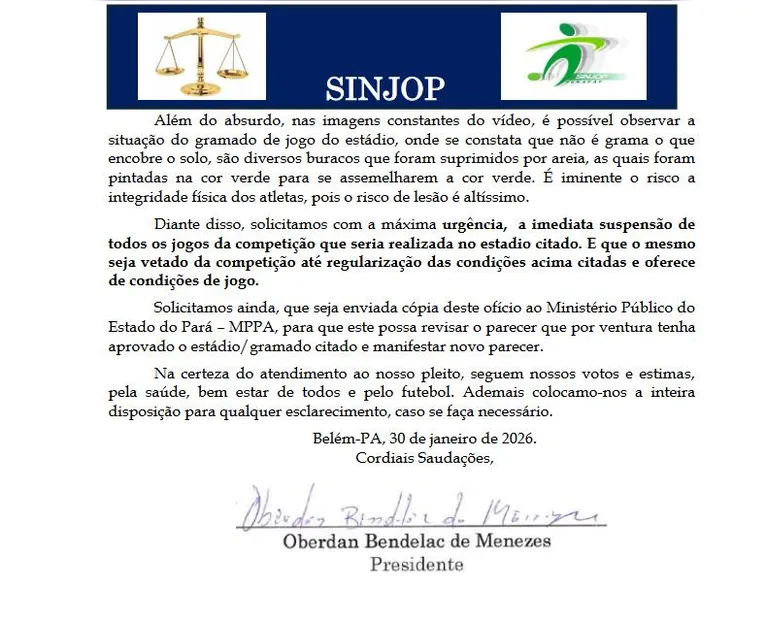 Sindicato de Jogadores pede suspensão de jogos no Dedecão