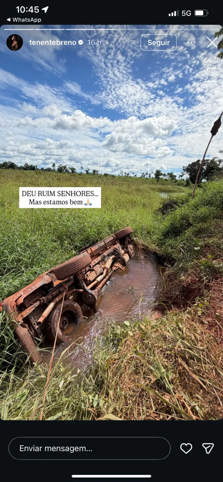 Influenciador e fisiculturista Breno Freire sofre acidente na Transamazônica