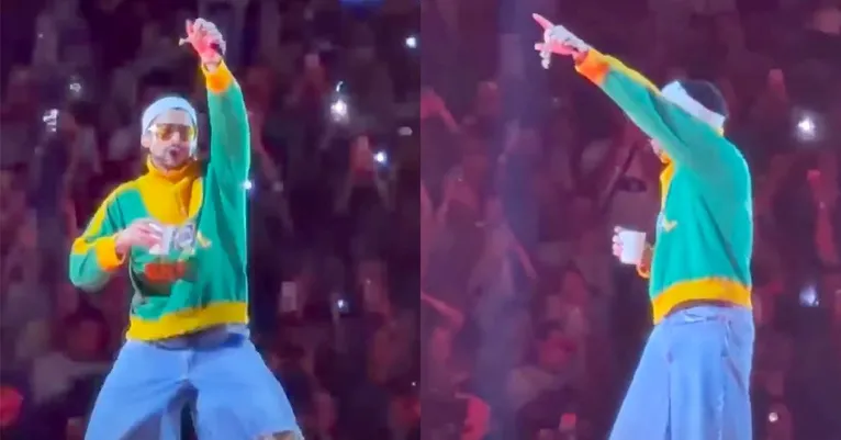Bad Bunny brilha em show com casaco de Pelé, usado na Copa de 1966