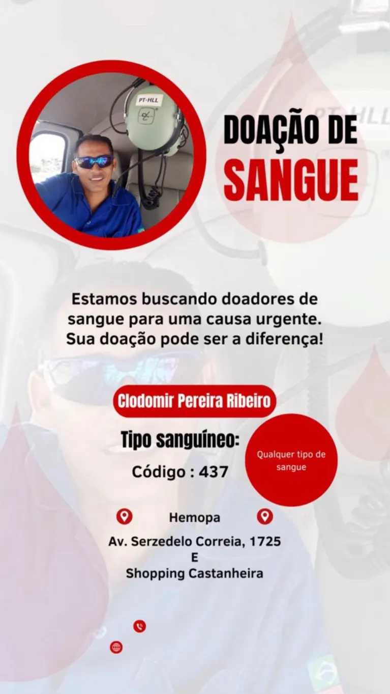 Família pede doação de sangue para vítima de bala perdida