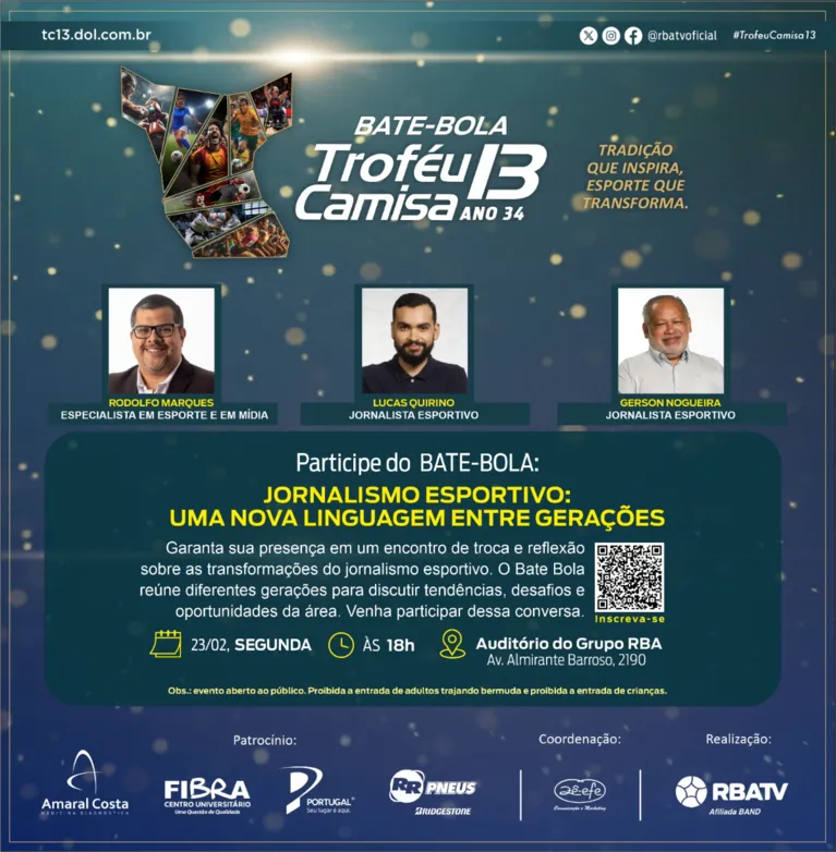 Jornalismo esportivo em transformação reúne gerações no TC 13