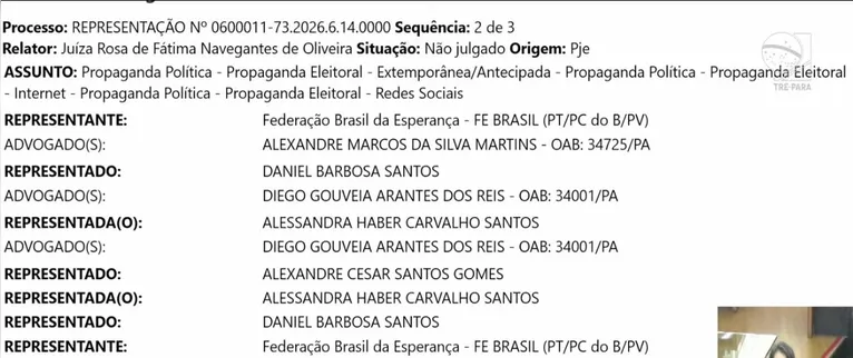 TRE-PA condena Daniel Santos e Alessandra Haber por propaganda antecipada