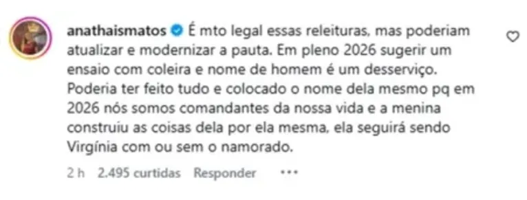 Global critica ensaio de Virginia com coleira "Vini Jr"