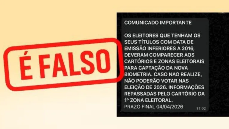 Mensagens falsas que circulam em redes sociais.