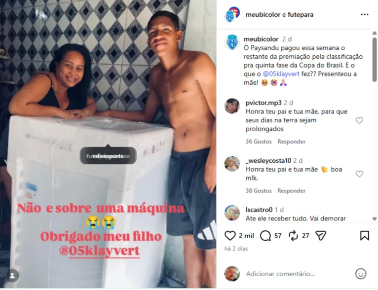 Print de publicação no Instagram