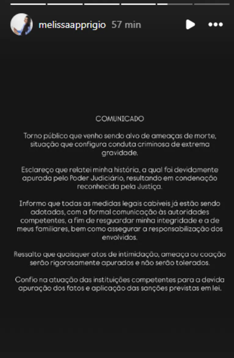 A vítima afirmou estar sofrendo ameaças de morte