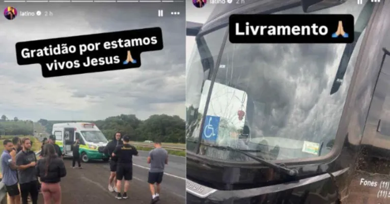 Latino sofre acidente de ônibus em rodovia de São Paulo