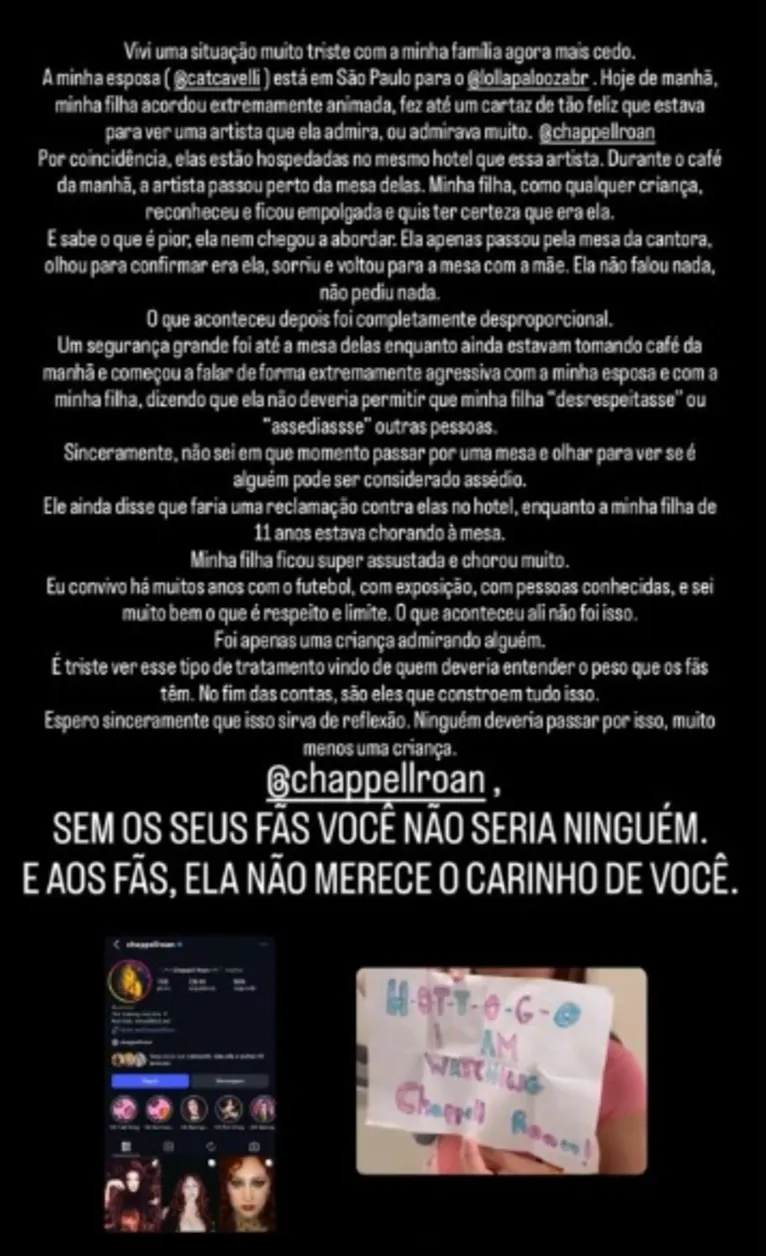 Polêmica: mulher de Jorginho cancela ida a show de Chapell Roan com a filha