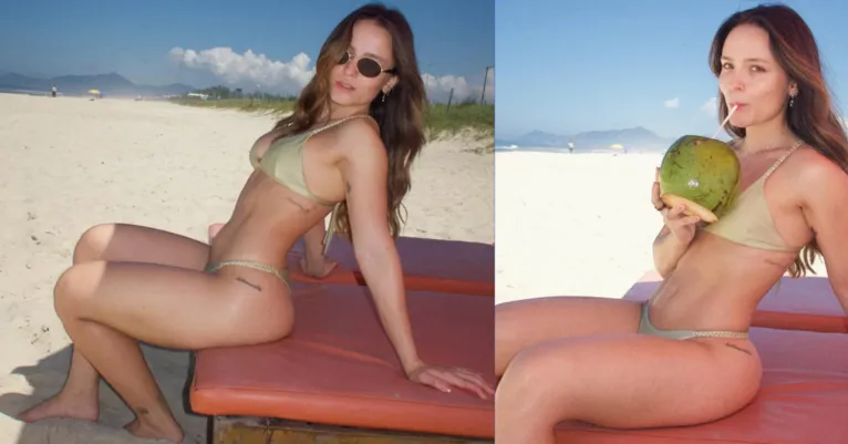 Larissa Manoela surge de biquíni e exibe corpo definido ao sol