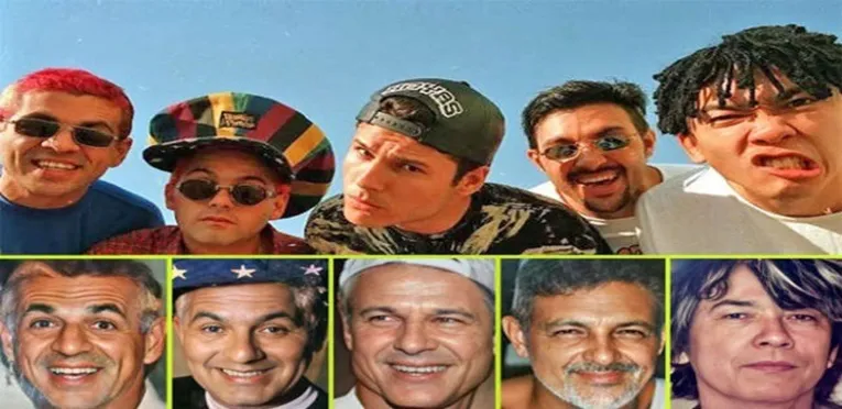 Os cinco integrantes do grupo com a aparência que teriam nos dias atuais, de acordo com a IA