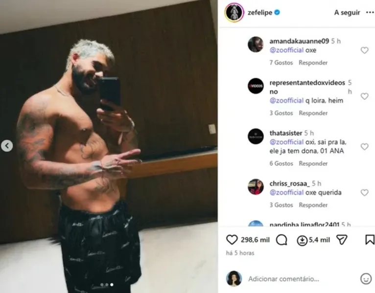 Zé Felipe: reação de influenciadora em foto explode rumores de affair