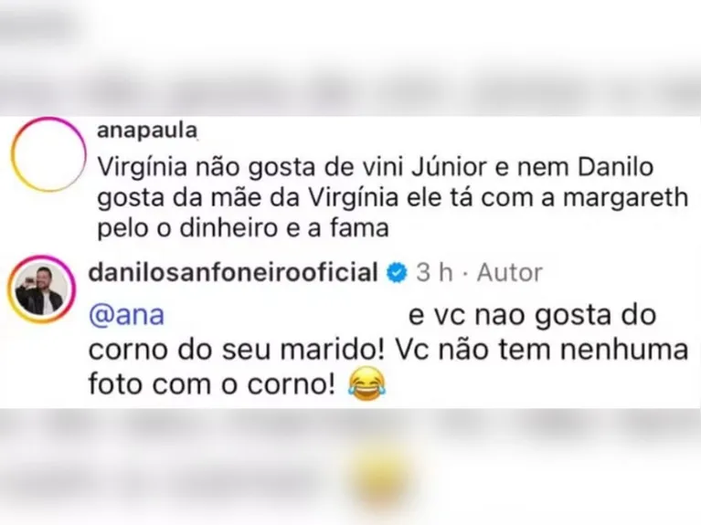 “Padrasto” de Virginia humilha internauta após provocação. Veja!