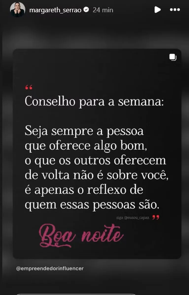 Margareth se pronuncia após suposta traição e ex-namorado se defende