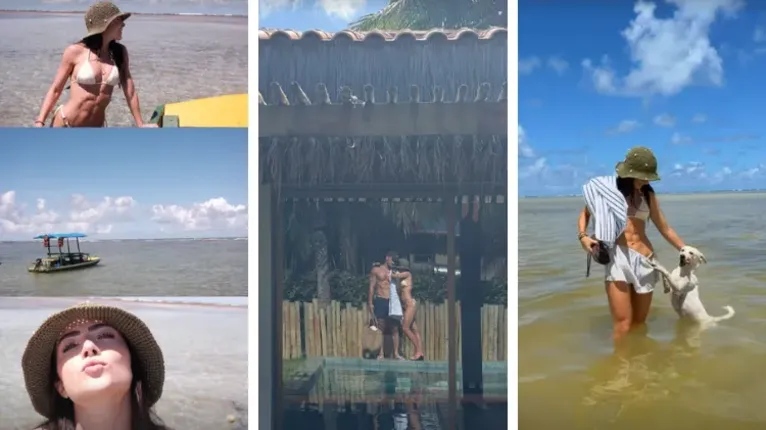 Jade Picon mostra tanquinho em viagem com André Lamoglia