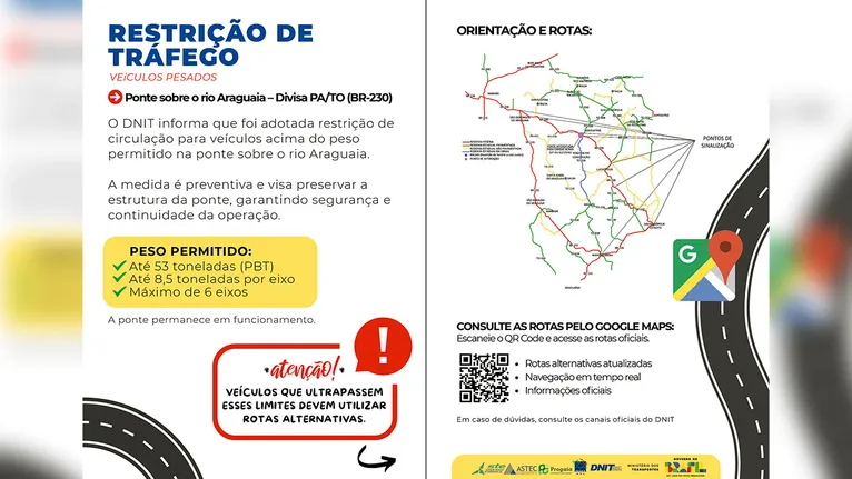 Travessia de balsa em uma das rotas alternativas propostas para manter o fluxo de mercadorias entre os estados.