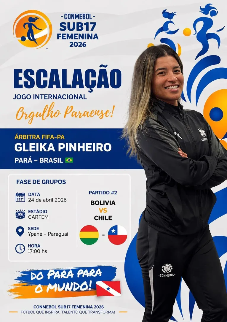 Gleika Pinheiro apita jogo internacional e marca novo momento no Pará