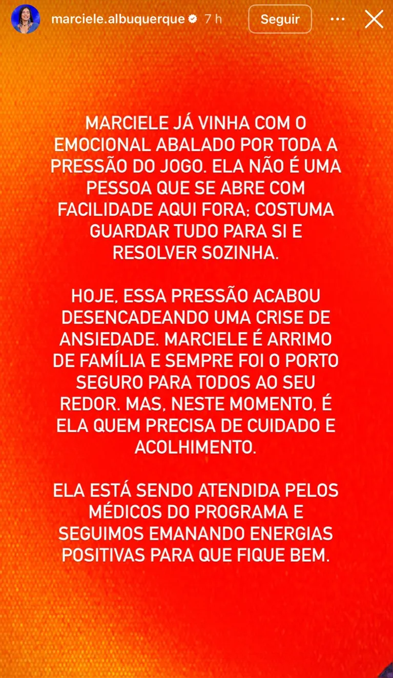Marciele passa mal após volta de Breno e Juliano