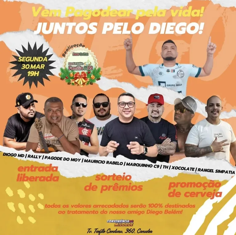 Pagode solidário será realizado em apoio ao ex-atleta Diego Belém