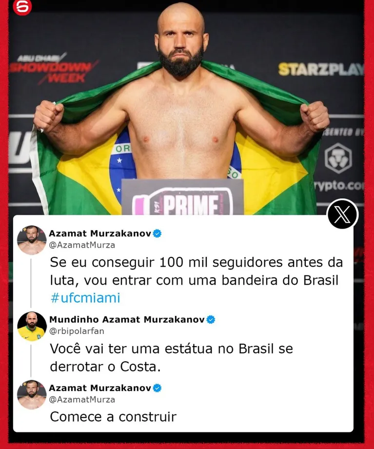 Russo deve entrar com bandeira do Brasil na luta contra Borrachinha