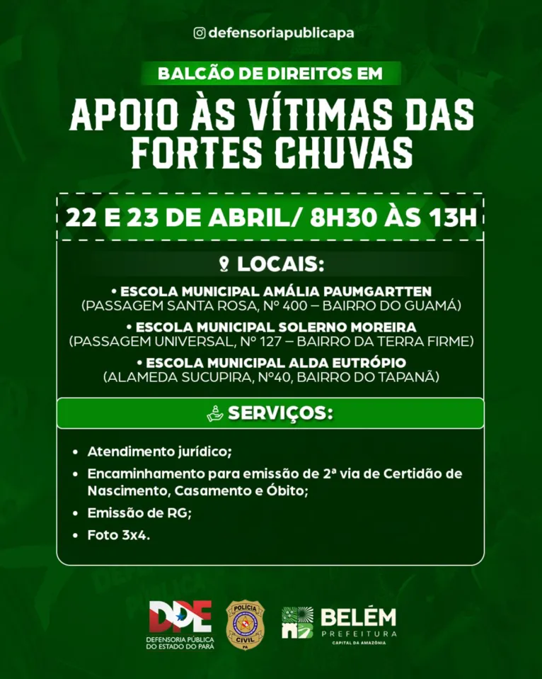 Enchentes históricas em Belém mobilizam Defensoria Pública do Pará