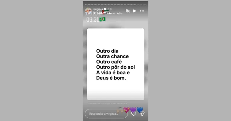 Após término com Vini Jr., Virginia chama atenção ao citar “outra chance"
