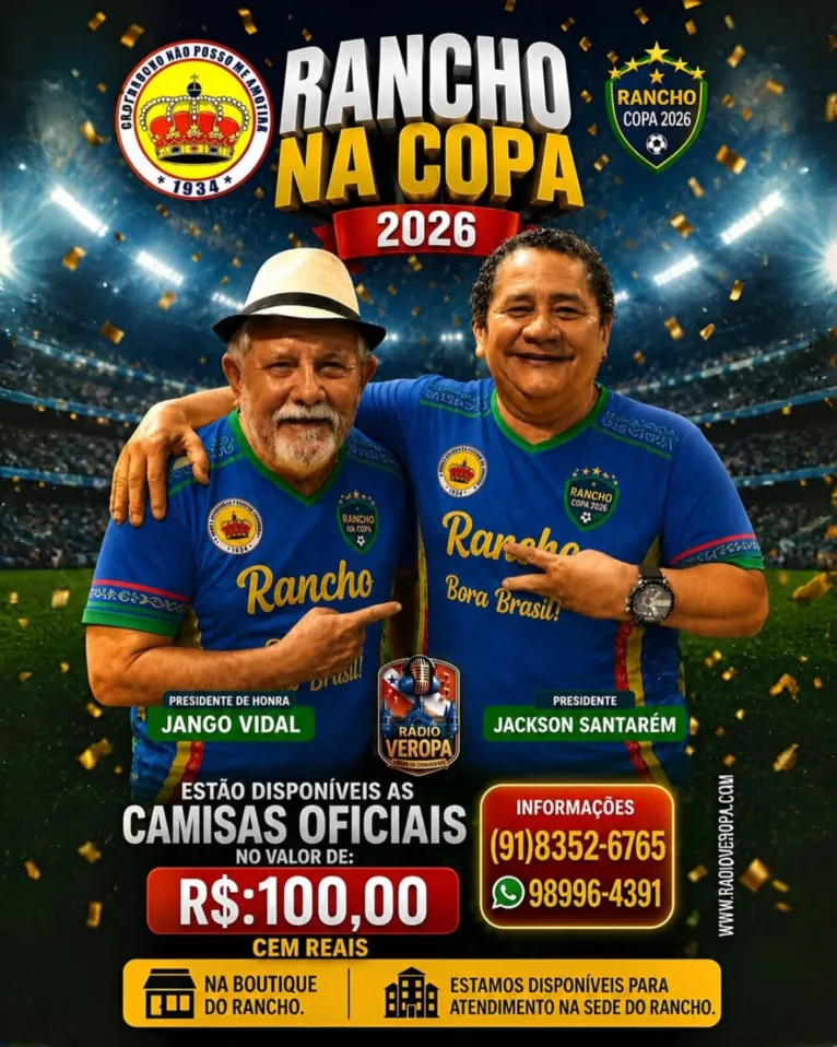 A camisa oficial do projeto "Rancho na Copa 2026" leva para a torcida a tradição e a identidade cultural do Rancho Não Posso Me Amofiná, unindo futebol e samba.