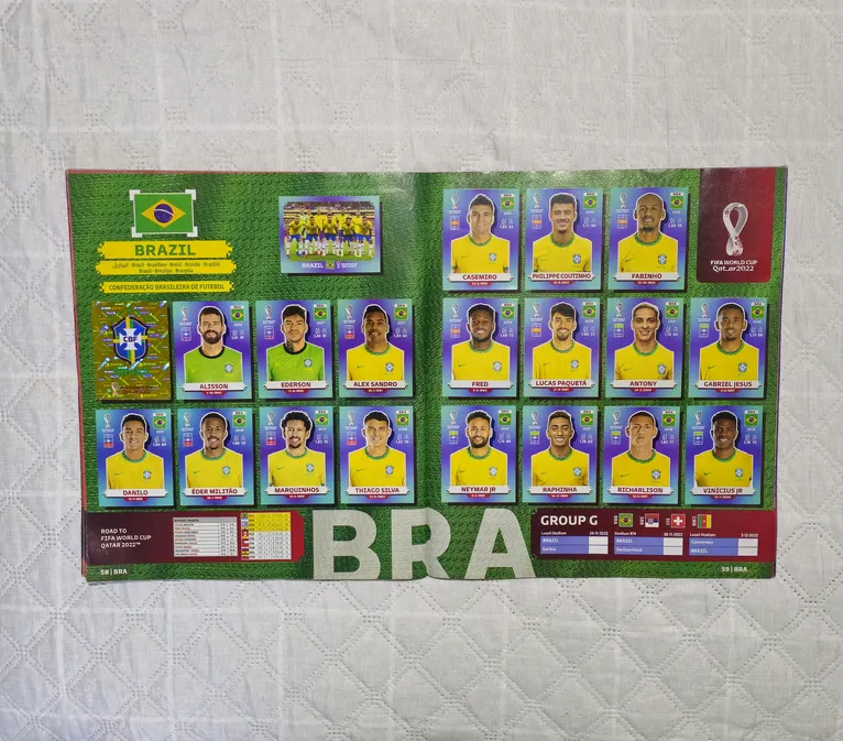 Álbum da Copa do Mundo do Qatar, onde o Brasil caiu nas quartas de final diante da Croácia