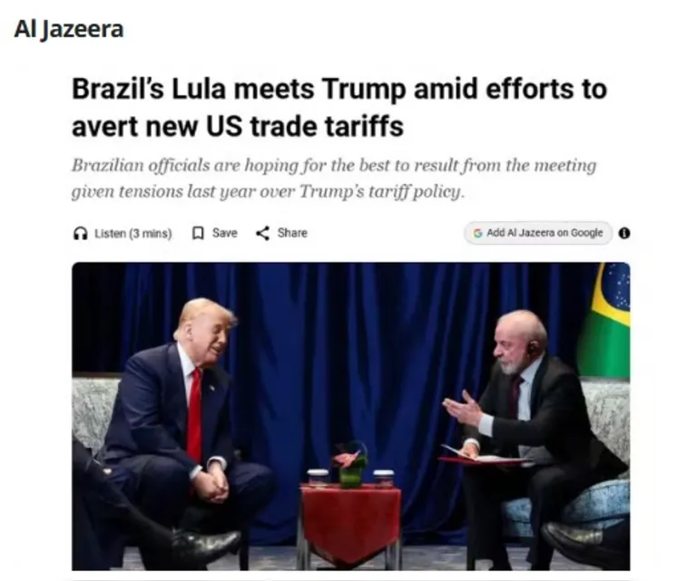 O site da Al Jazeera também destacou o encontro entre os presidenciáveis