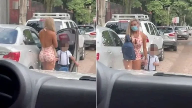 Advogada boliviana virou centro de debate nas redes após aparecer com roupa fitness ao levar o filho para a escola.