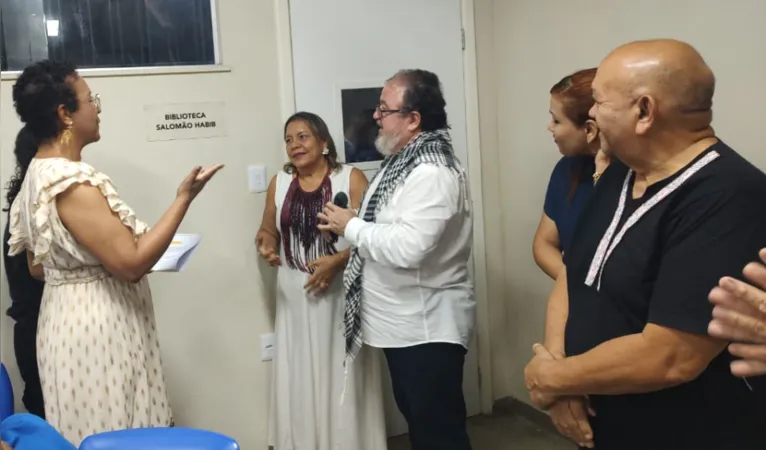 Cerimônia de inauguração da Biblioteca Salomão Habib na Escola Estadual Dr. Aldebaro Klautau, no bairro do Tapanã, em Belém.