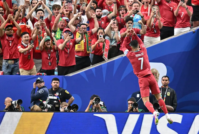 Soccer Football - FIFA World Cup 2026 - Group K - Portugal v Uzbekistan - Houston Stadium, Houston, Texas, U.S. - June 23, 2026 Portugal's Cristiano Ronaldo celebrates scoring their third goal IMAGN IMAGES via Reuters/Maria Lysaker