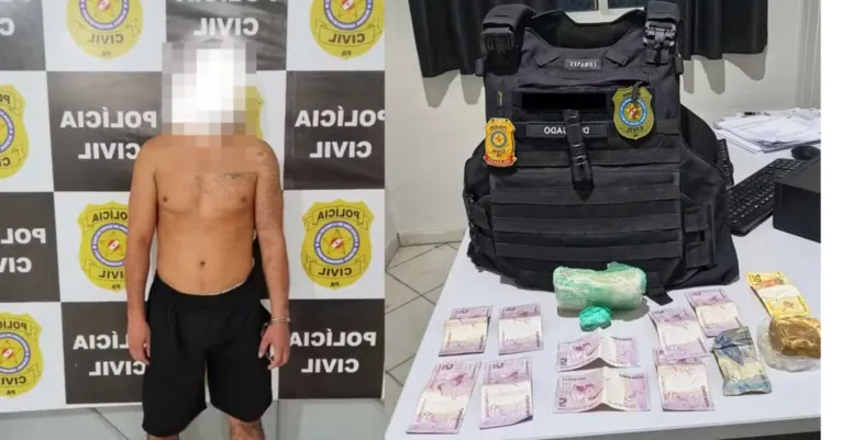 Policiais encontraram uma grande quantidade de substâncias semelhantes à cocaína e ao oxi, além de dinheiro em espécie.