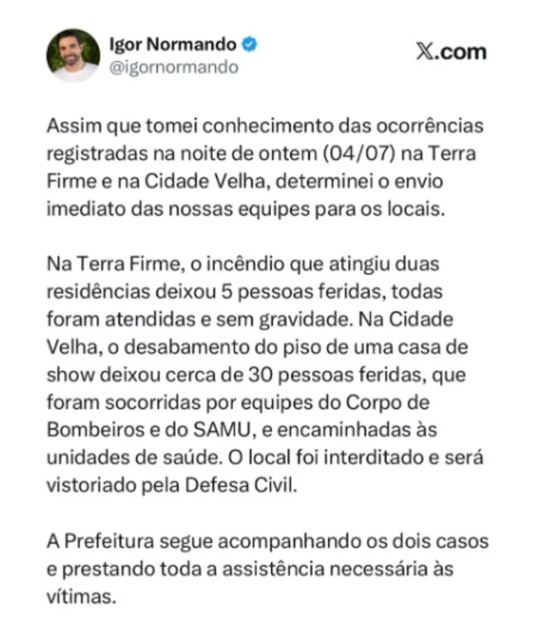Incêndio de grandes proporções atinge casas em Belém