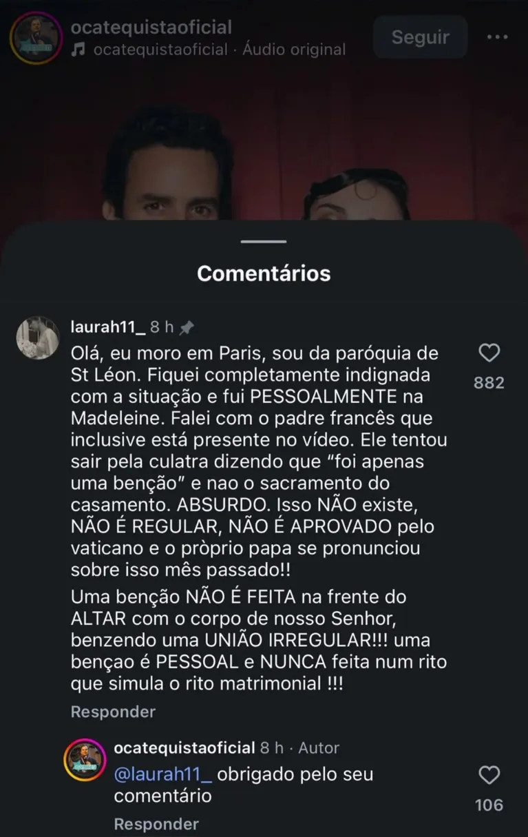Casamento de ex de Marina Ruy Barbosa em igreja católica gera criticas