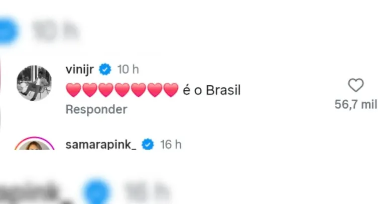 Virginia comenta foto de Vini Jr. após rumores de reconciliação