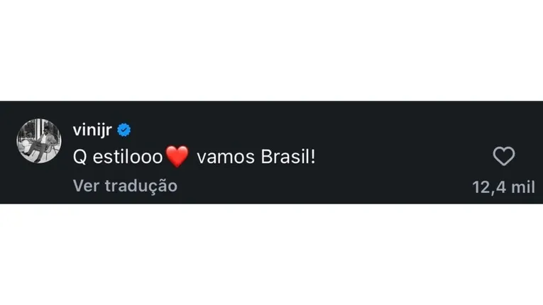 Vini Jr. se empolga e comenta foto sexy de Virginia: "Que estilo"