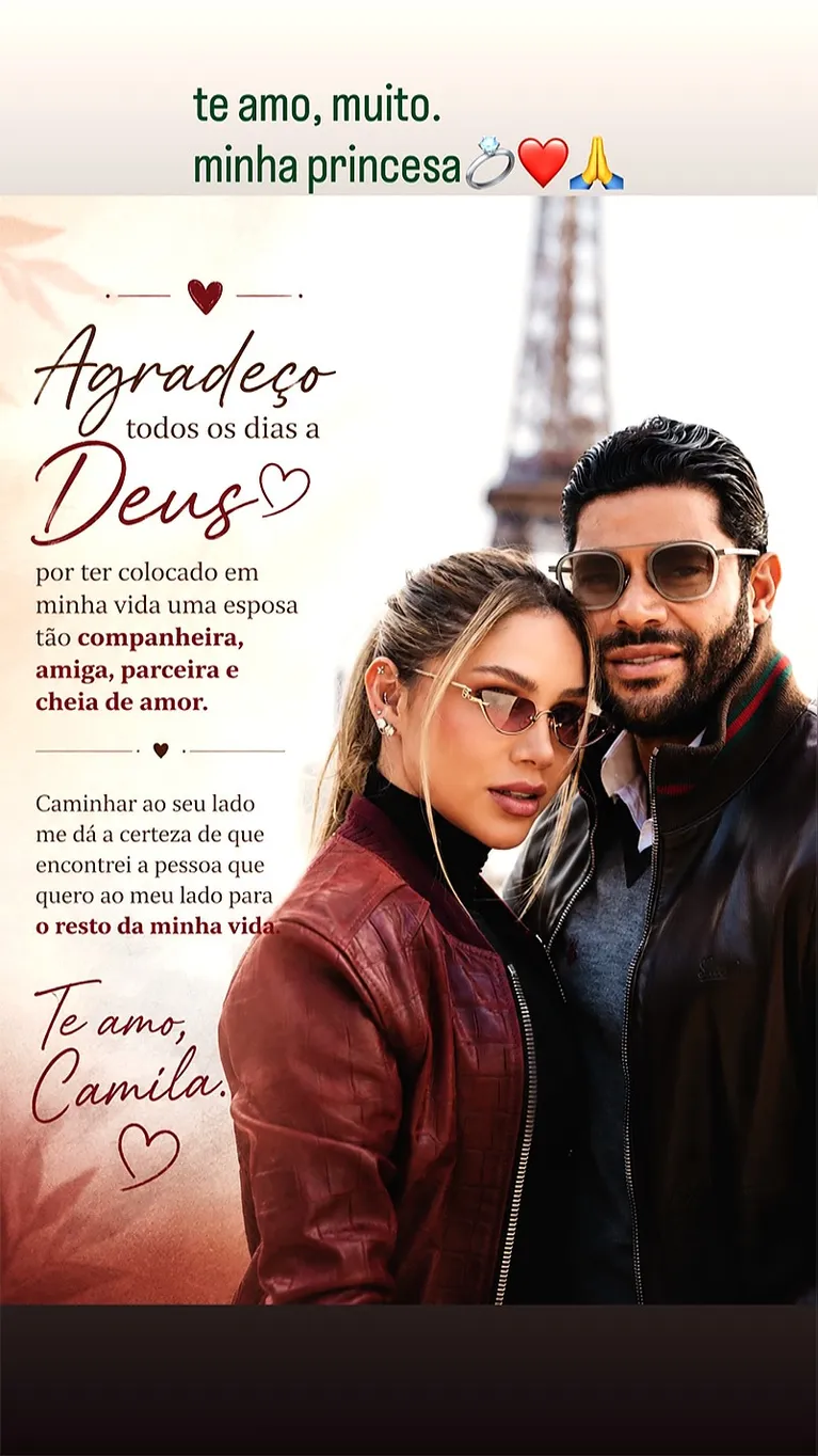 Hulk se declara à esposa, sobrinha da ex-mulher: "pessoa que quero"