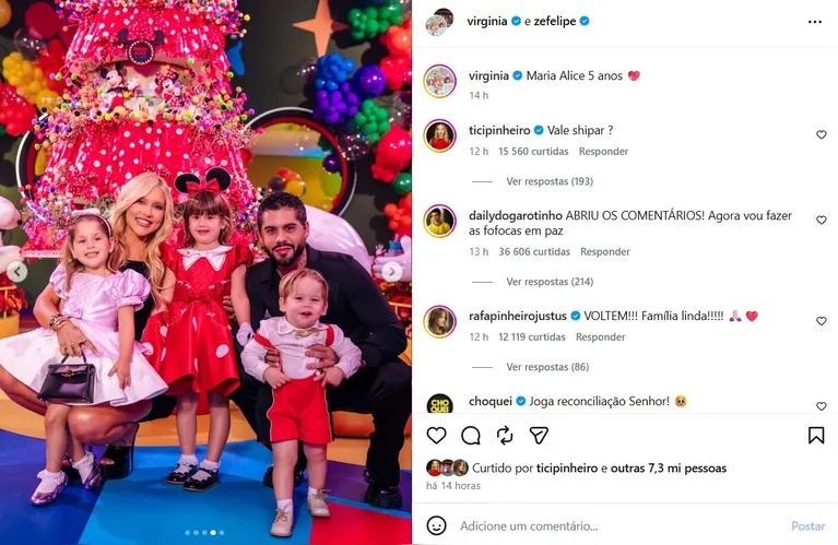 Separados há 1 ano, Virginia e Zé Felipe ganham torcida por reconciliação