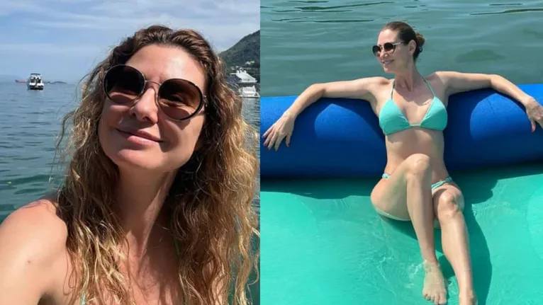 Às vésperas dos 50, Lavínia Vlasak posa de biquíni e exibe corpão