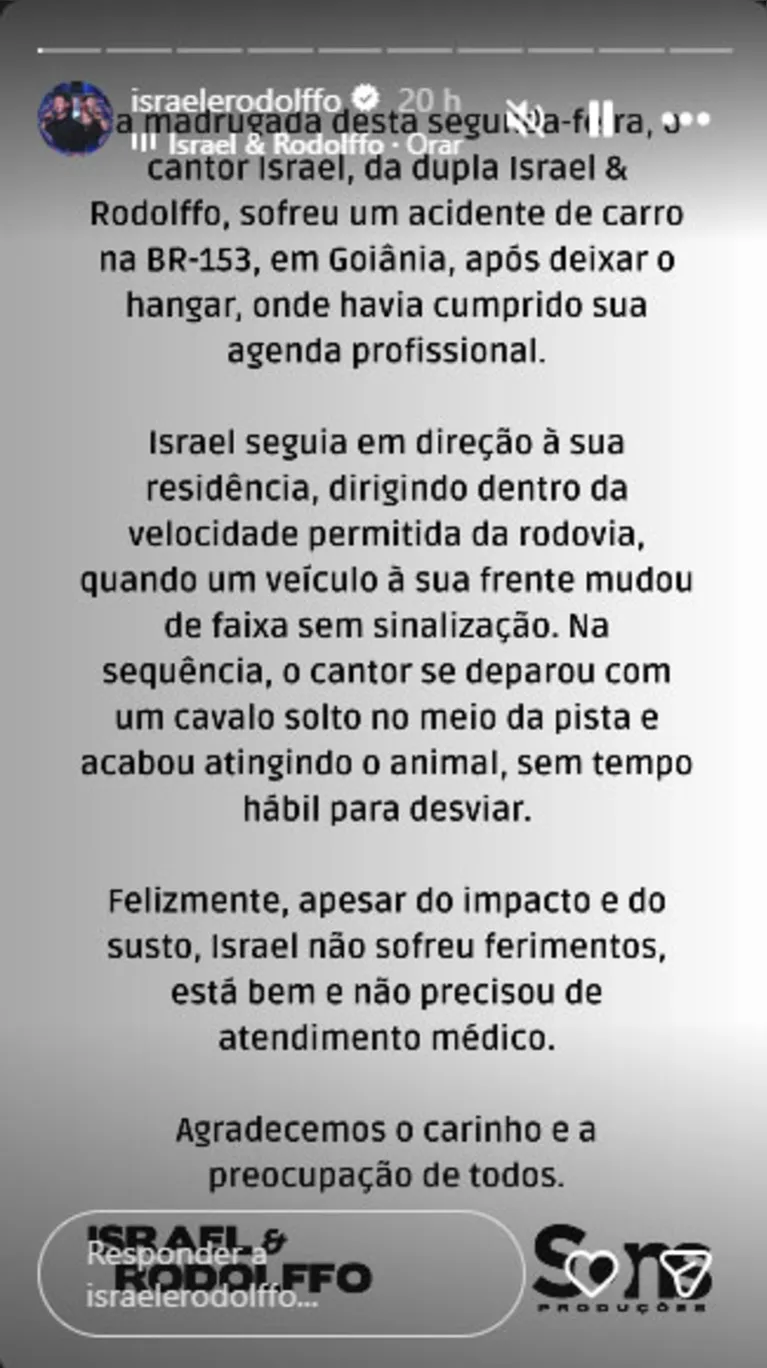 Veja como ficou o carro de Israel, dupla de Rodolffo, após acidente