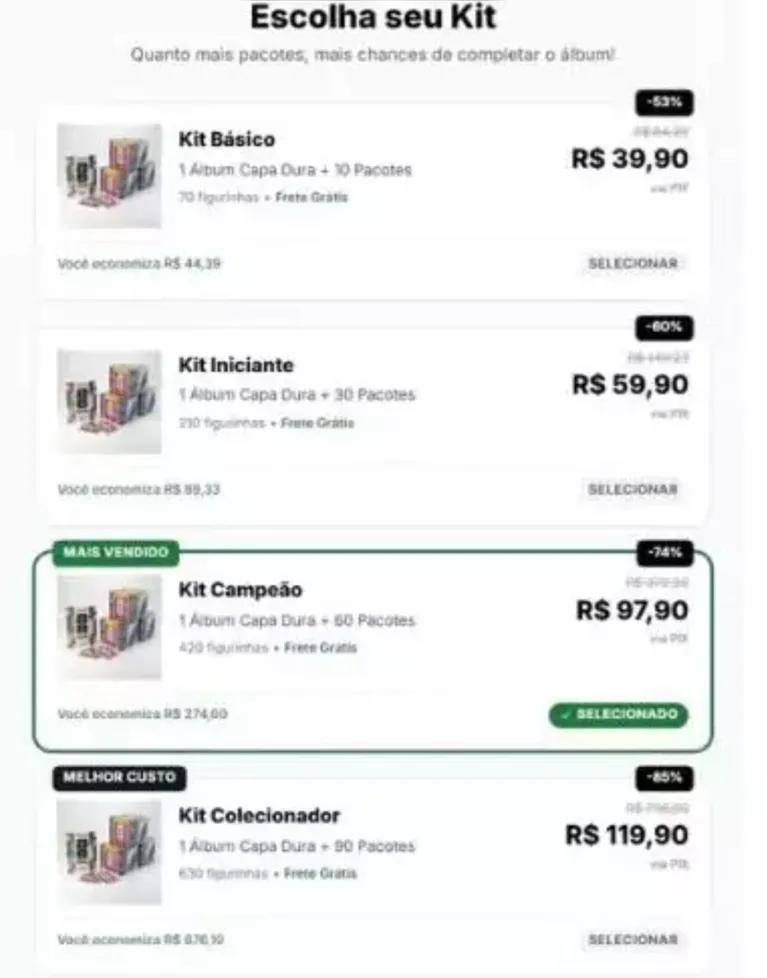 Sites falsos anunciam ofertas de combos que não existem.