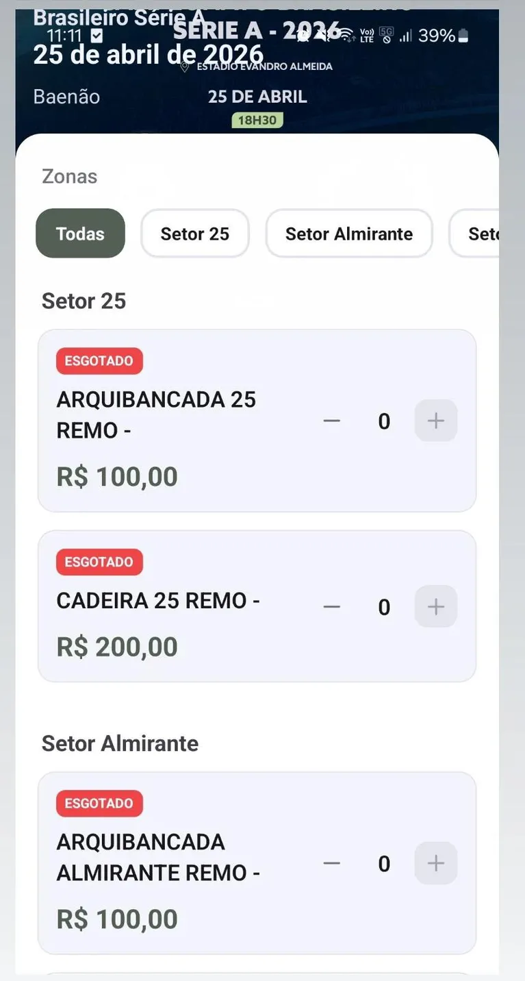 Remo x Cruzeiro: restam poucos ingressos em setores específicos