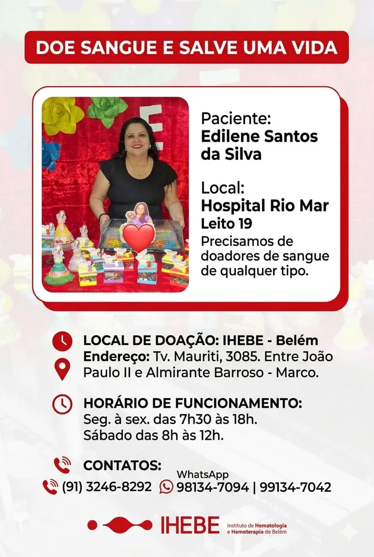 Campanha mobiliza doadores de sangue para paciente internada em Belém