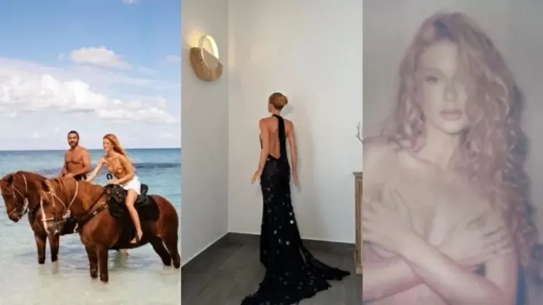 Marina Ruy Barbosa resgata fotos com vestido decotado e topless