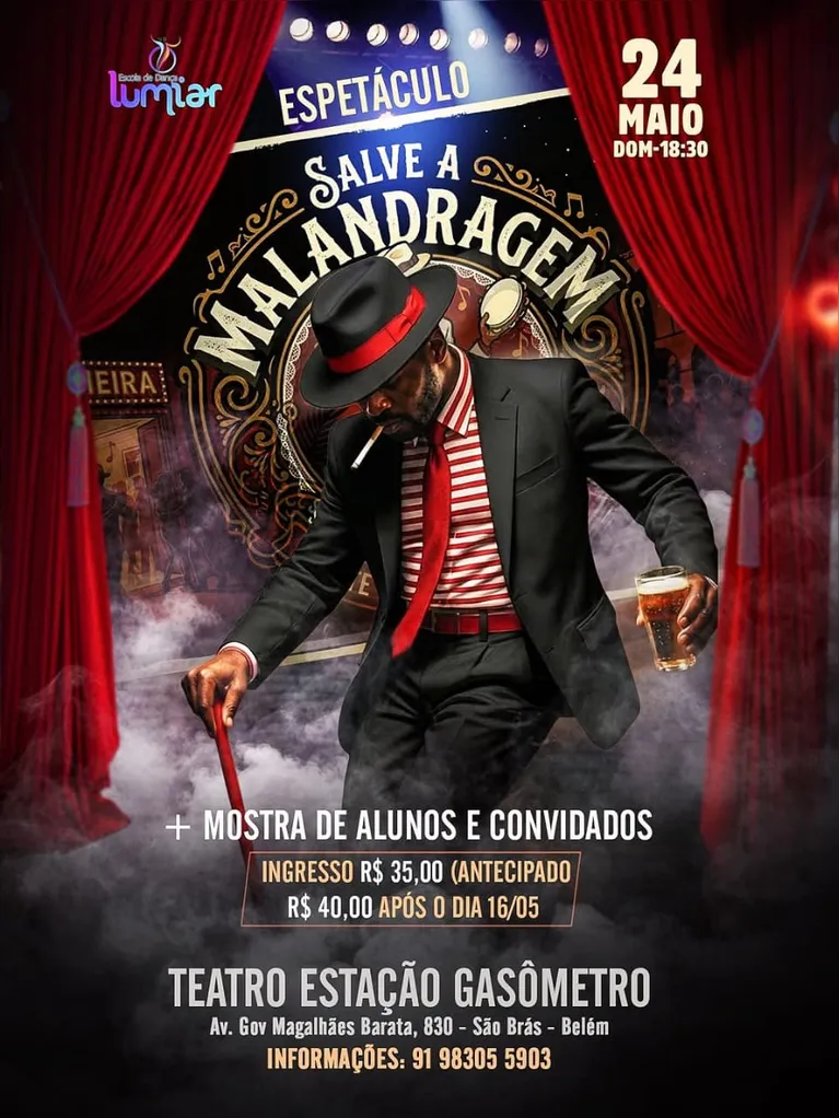 Espetáculo "Salve a Malandragem" leva samba ao Teatro Gasômetro