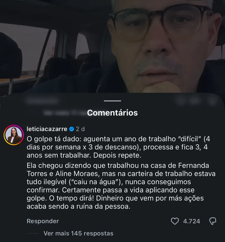 Letícia Cazarré acusa ex-babá de "golpe" após processo trabalhista